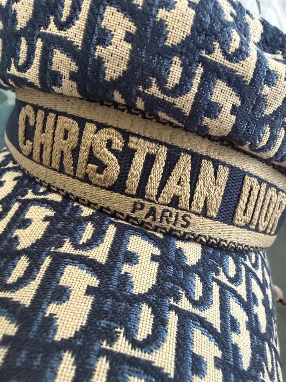 Dior Navy and Cream Jacquard Logo Baker Boy Hat - Christian Dior Paris - Picture 5 of 5